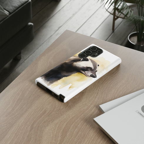 Badger on a Yellow Background - Impact Resistant Phone Case